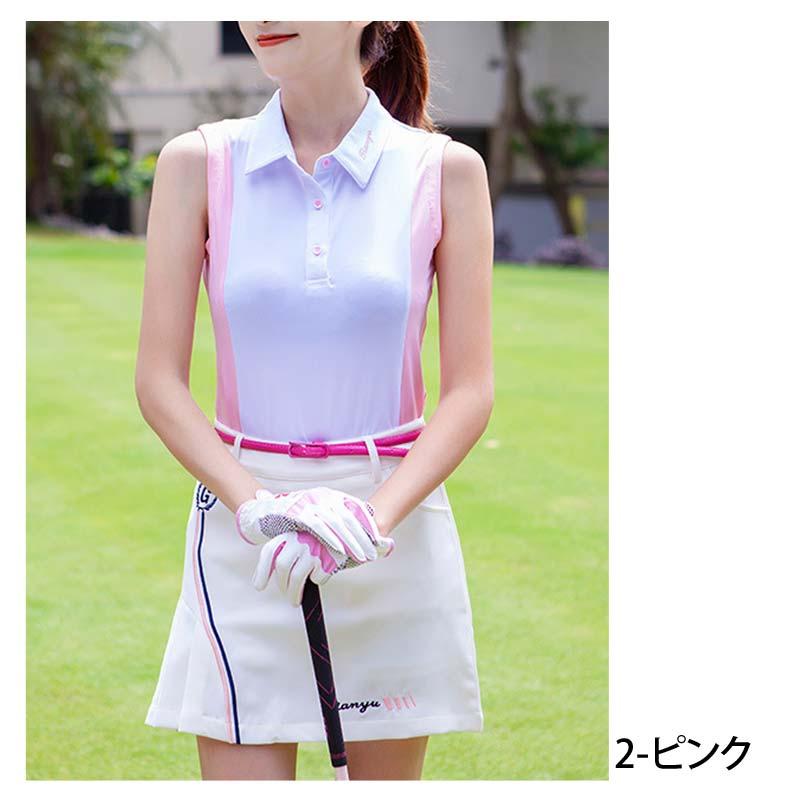 ゴルフウェア レディース ゴルフノースリーブ ポロシャツ ストレッチ