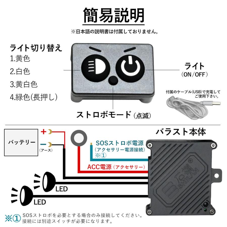 60W LED フォグランプ バイク用 3色切り替え イエロー ホワイト