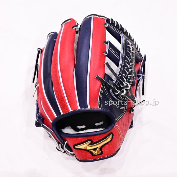 Mizuno Pro ミズノプロ 限定品 坂本型 型押しレザー Dブルー×レッド