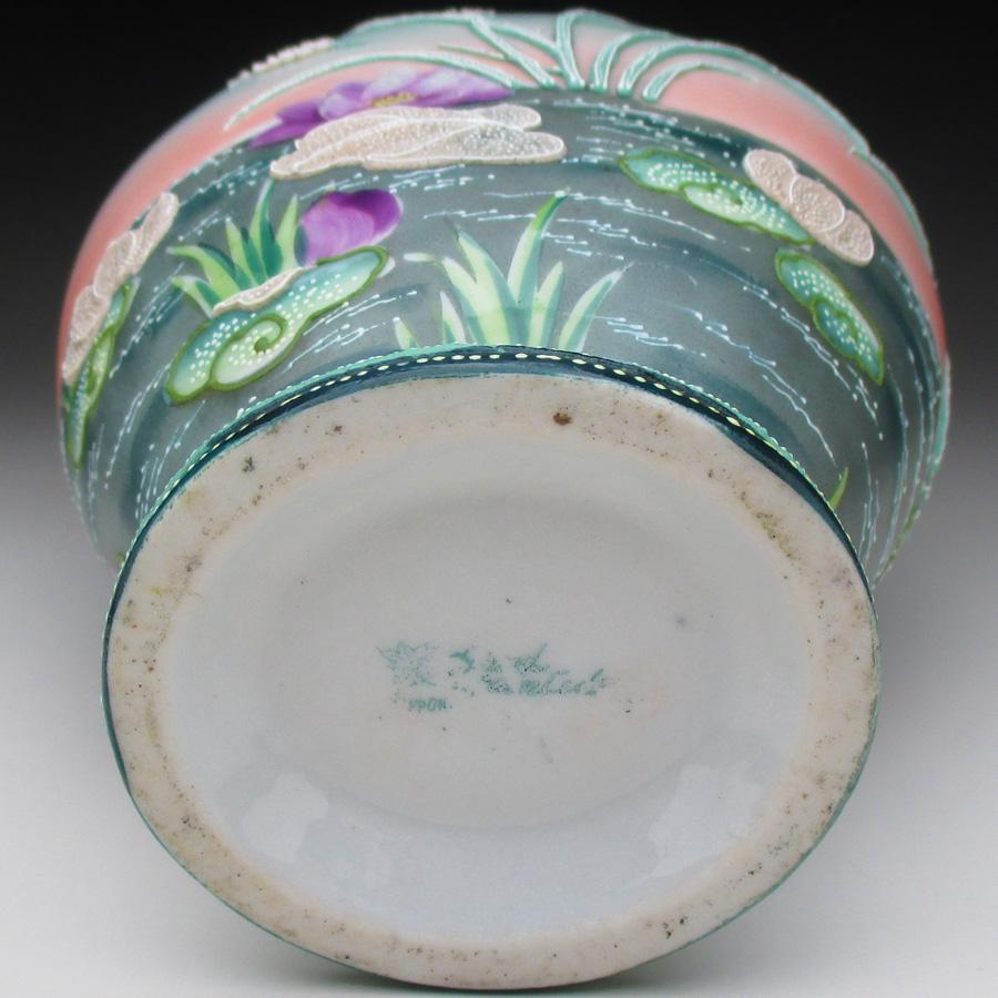 ノリタケ オールドノリタケ 盛り上げ白鳥絵 花瓶 22cm : アンティーク