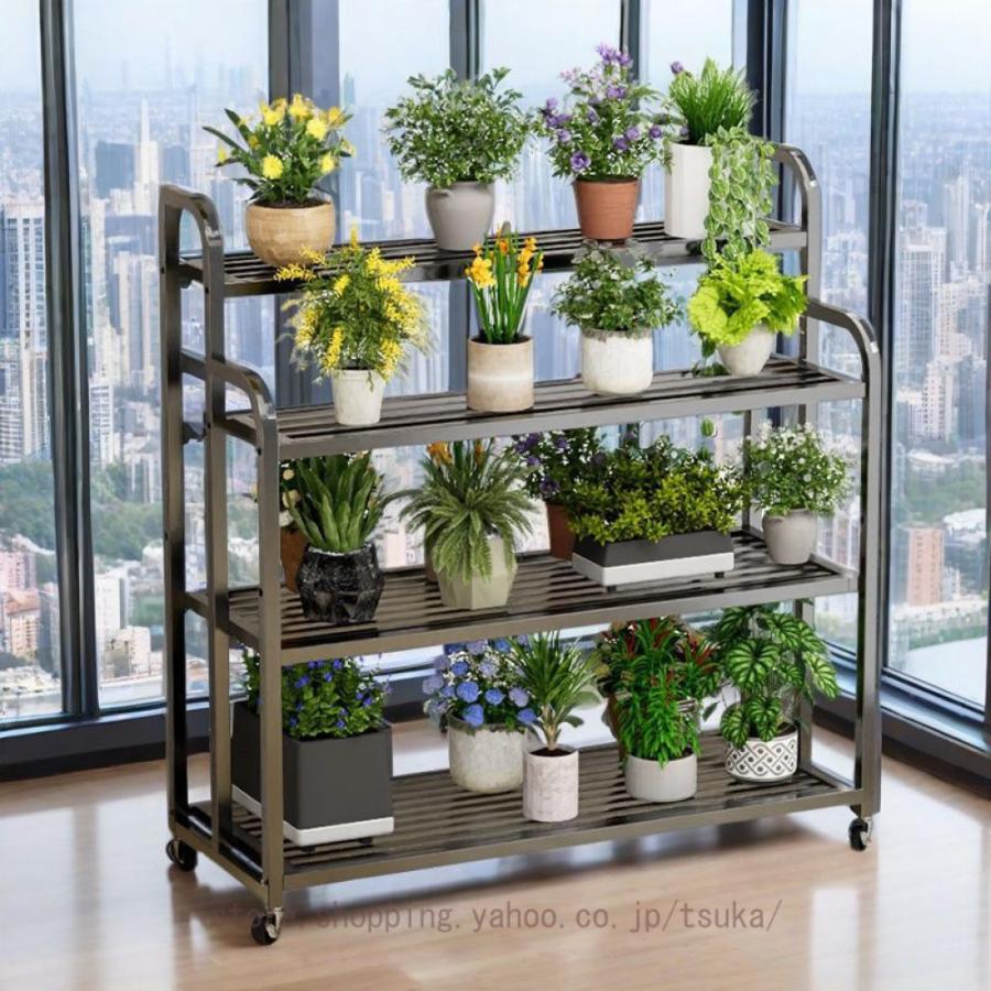 フラワースタンド 花台 室内外兼用の4段フラワースタンド 園芸ラック