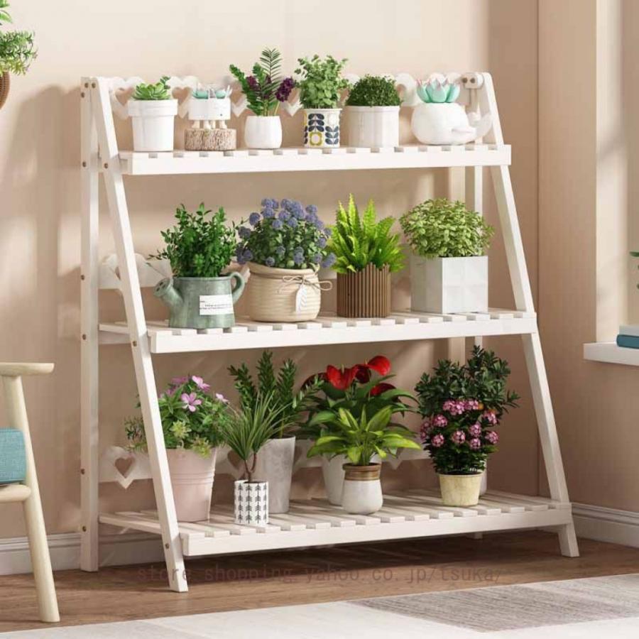 フラワースタンド 花台 3段 北欧 木製 屋外 折りたたみ式 プランター