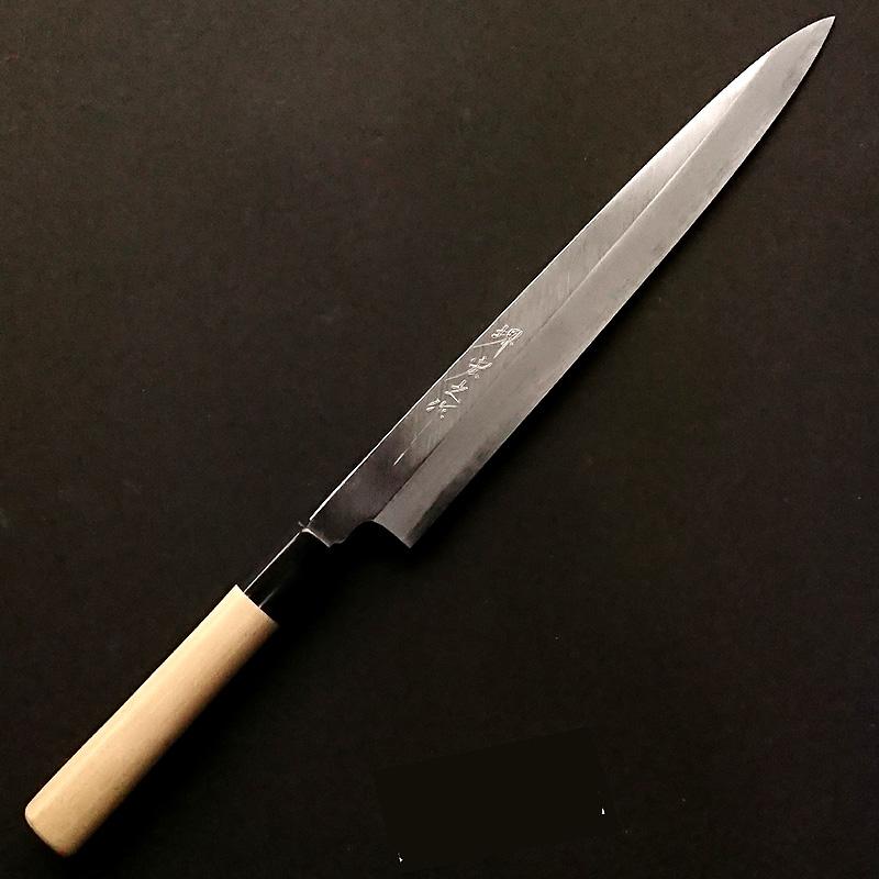 堺宏之作 白鋼 霞仕上げ 水牛桂柄 柳刃包丁 270mm(9寸)（刺身包丁