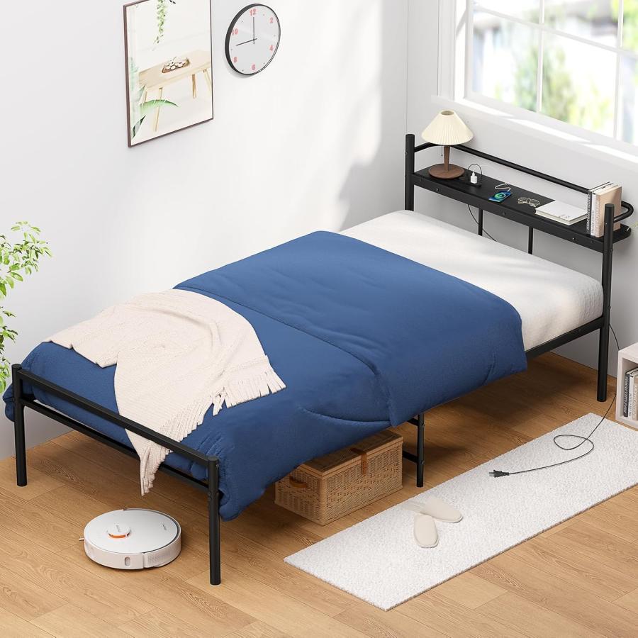 ベッドフレーム シングル 97cm 【耐荷重300Kg・2口コンセント