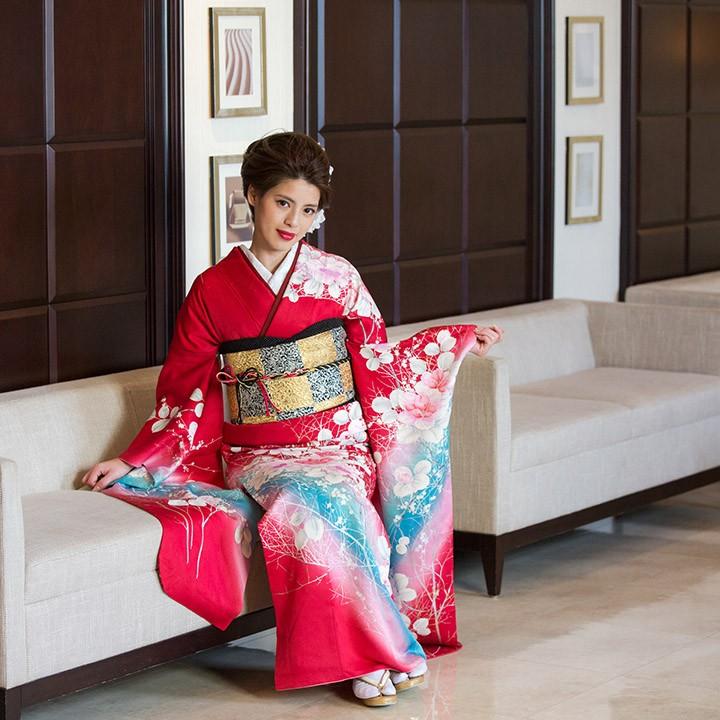 高級正絹 振袖レンタル 送料無料 FS-035 赤系 振袖 成人式 レンタル
