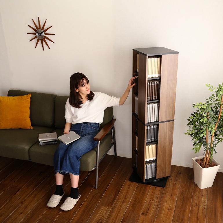 本棚 回転式 ブックラック 6段 スリム 省スペース おしゃれ