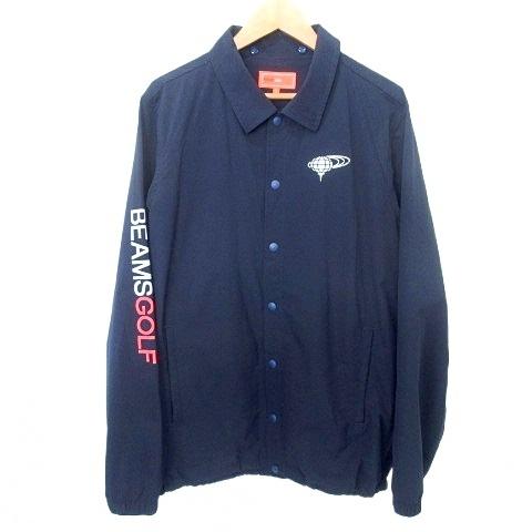 ビームスゴルフ BEAMS GOLF ブルゾン コーチジャケット 胸ロゴ XL 紺