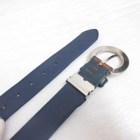 パーリーゲイツ PEARLY GATES ロゴ刺繍 フェイクレザー ベルト 紺