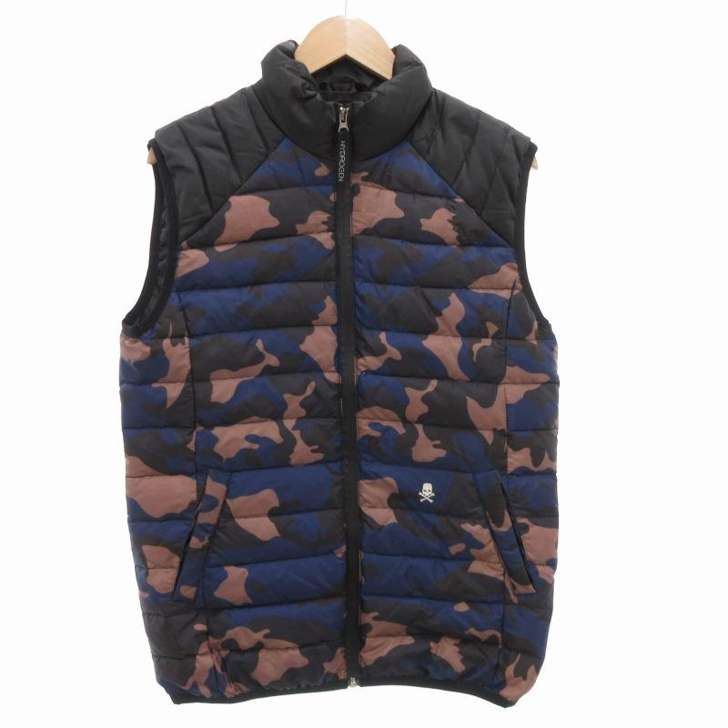 ハイドロゲン HYDROGEN ダウンベスト M ジップアップ 迷彩柄 カモフラ