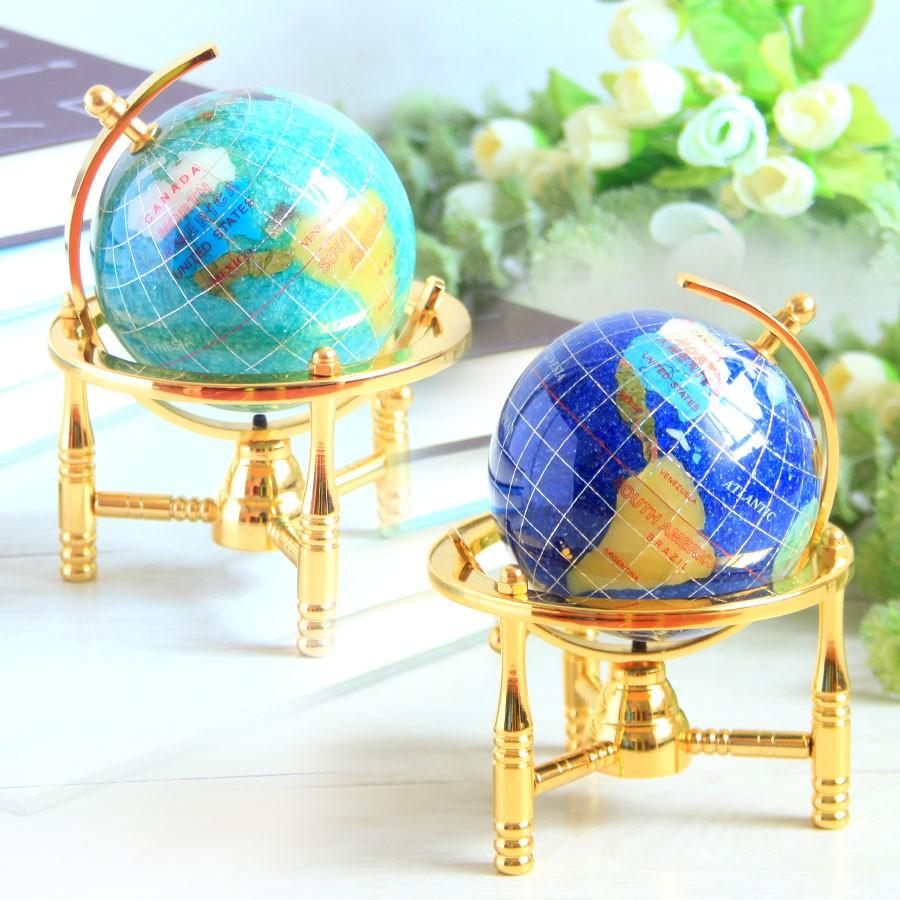 東京銀座PICALS 天然石地球儀 8cm3脚 水晶（新枠リニューアル