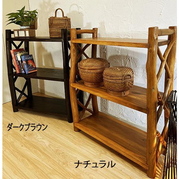アジアン家具 木製 バリ ♪AR 2段オープンラック（大・A4ファイル収納