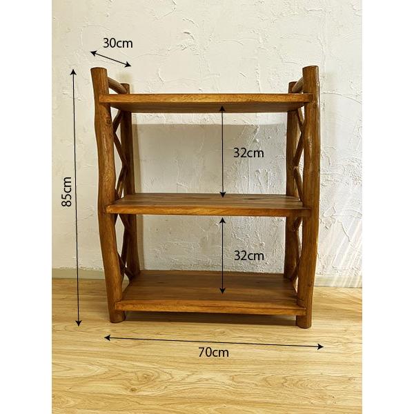 アジアン家具 木製 バリ ♪AR 2段オープンラック（大・A4ファイル収納