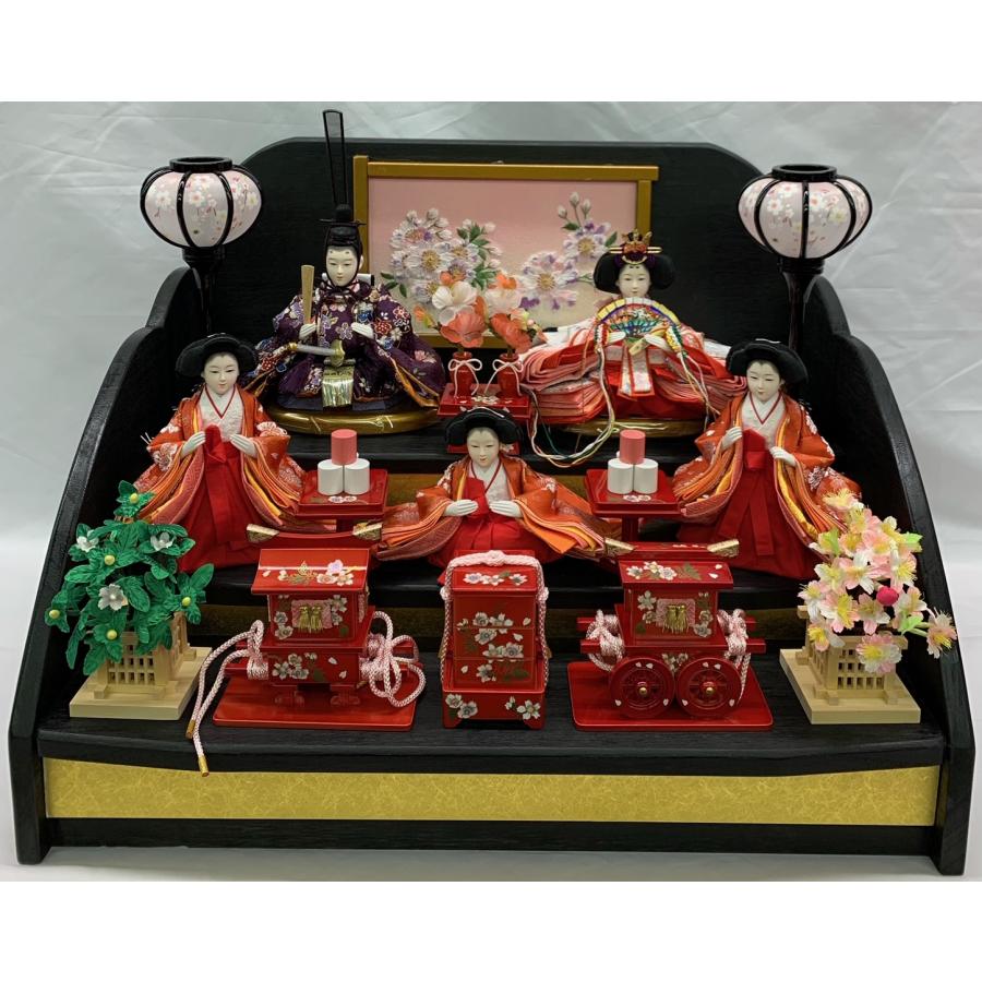 雛人形 桐台 三段飾り 豆親王 五人飾り ひな人形 ひな祭り 雛祭り 雛