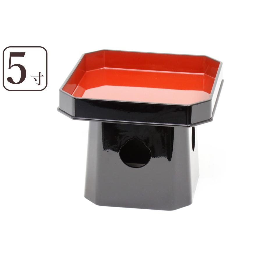 神棚 神具 仏具 やまこう 神具 三方 三宝 国産 黒(内朱) 5寸 樹脂製