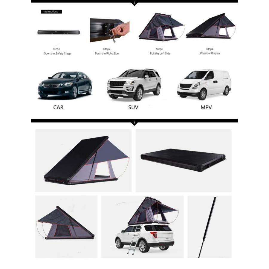 ルーフテント 3秒ワンタッチ 折りたたみ式 はしご付き 3人用 : LOSS