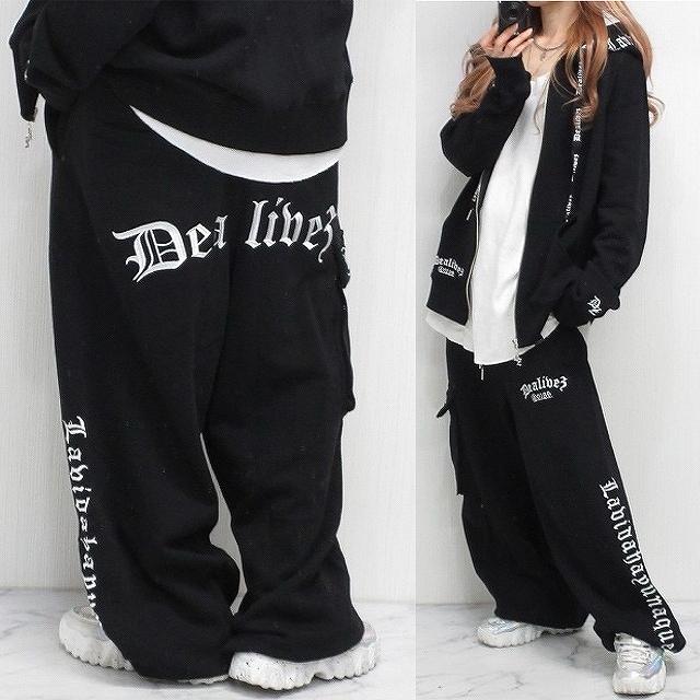 Dealivez Black Letter ALL刺繍 HIPロゴ 立体カーゴポケット付 Wide