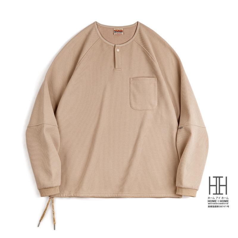 ホームアイホーム ヘンリーネックTシャツ メンズ 長袖 ロンT 無地