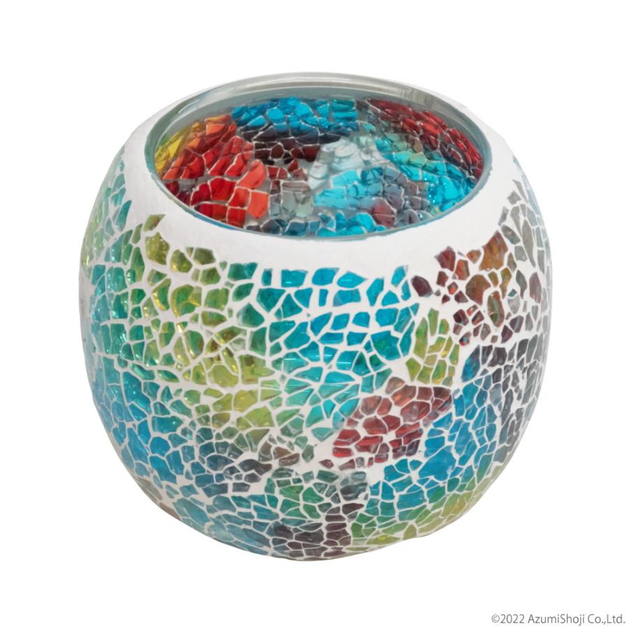 モザイクキャンドルホルダー ZT006 虹色 茶色 水色 キャンドルスタンド