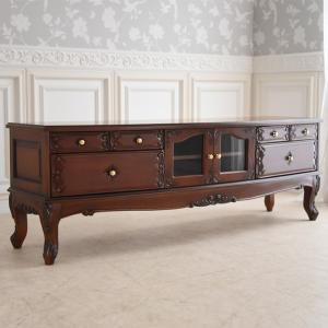 ロココ調 テレビボード 140cm クラック仕上げ テレビ台 ローボード 白