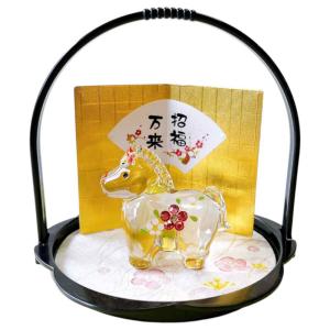 干支 午 置物 馬 うま 2026年/ 開運金彩跳ね午（中） /粗品 販促 景品