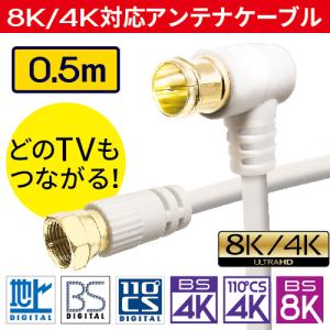 ハンファ アンテナケーブル 同軸ケーブル 2m 4k対応 8K テレビ 配線 BS