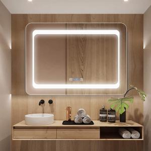 改良】 LEDミラー 50*70cm ウォールミラー 飛散防止加工 壁掛けミラー