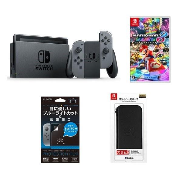 スイッチグレー・クーポン付＋マリオカート8DX＋液晶画面保護無気泡