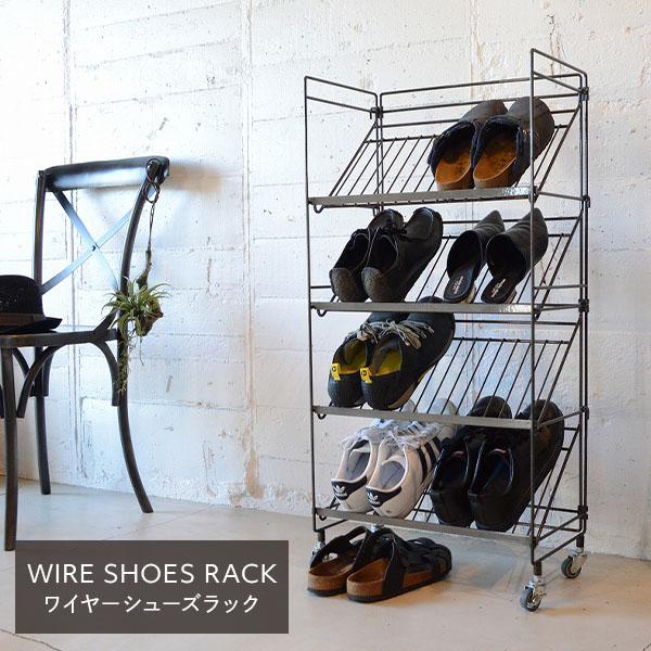 COLLEND（コレンド） ワイヤーシューズラック 4段 キャスター付き WW
