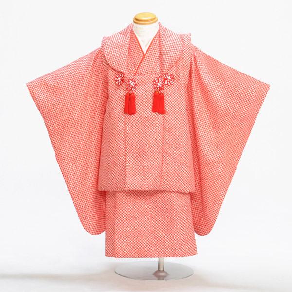 七五三 女の子 着物 レンタル 3歳 被布 赤かのこ《身長》90cm前後