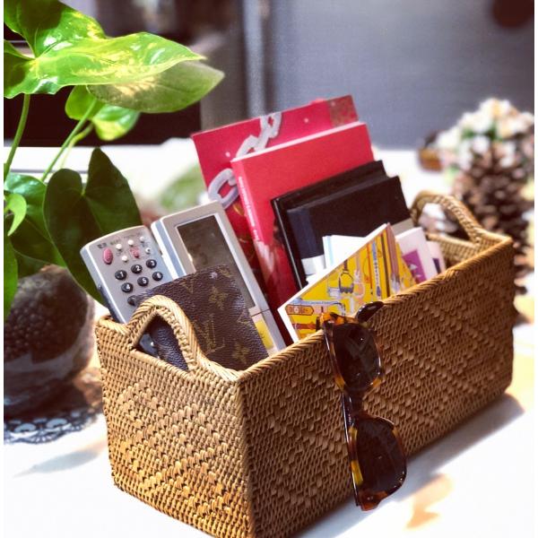 アタ雑貨 バリ島 エスニックインテリア 収納かご コスメBOX 裁縫箱