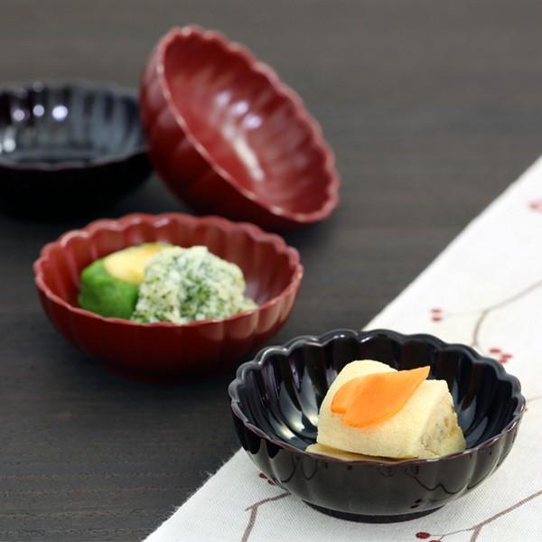 山田平安堂 ペア菊小鉢 古代朱/溜 和食器/漆塗り : 漆器 山田平安堂