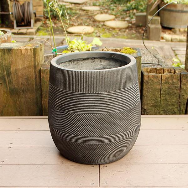 植木鉢 ファイバークレイ ストラMIX 丸型 31×31 ブラック : ハンズマン
