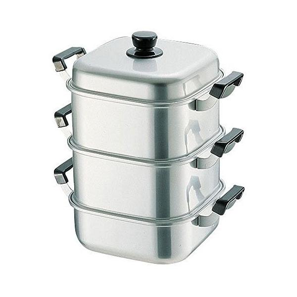 アカオ アルミ 角型蒸器30cm 二重（蒸し器・蒸し鍋） : モノタス
