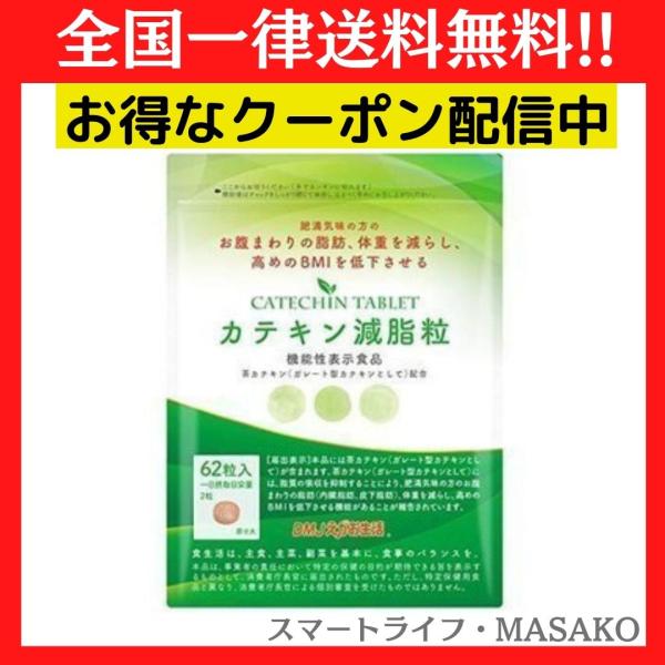 カテキン減脂粒 62粒 内臓脂肪を減らす EGCG サプリメント : スマート