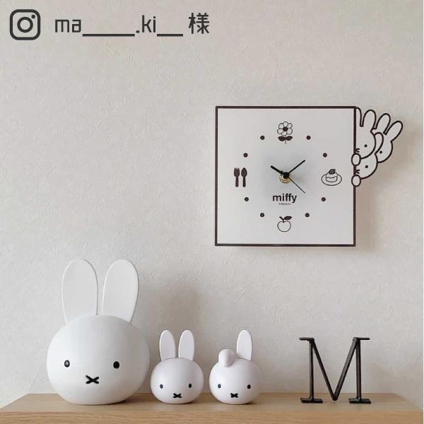 Miffy（ミッフィー） グッズ インテリアクロック のぞき WH モノクロ