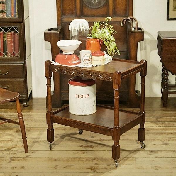 英国 England イギリスアンティーク家具 トローリー 2段 ワゴン