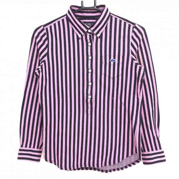 PEARLY GATES（パーリーゲイツ） 長袖シャツ ピンク×黒 ストライプ