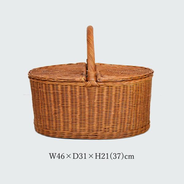 大きなピクニックバスケット ふた付 ラタン 籐かご おしゃれ : ラタン
