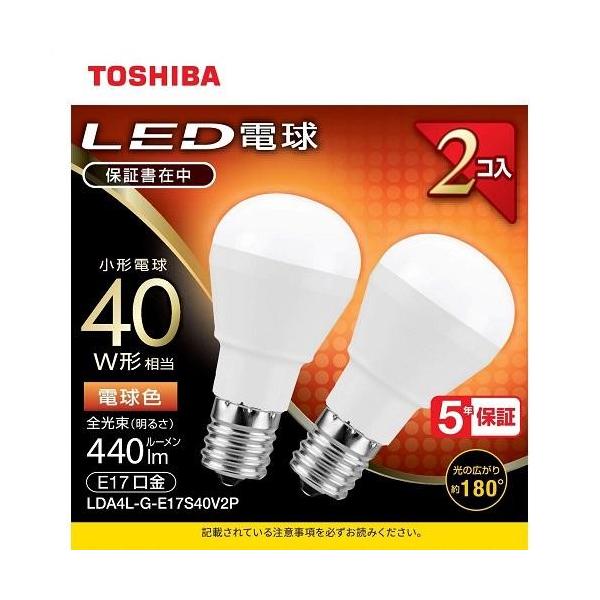 TOSHIBA（東芝） LDA4L-G-E17S40V2P LED小形電球形 2本パック 電球色