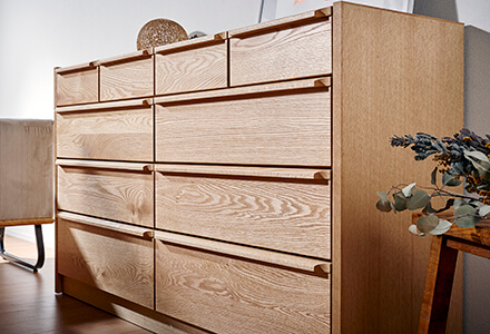 大川家具】ハイチェスト 90cm幅6段 アレン ウォールナット/レッド