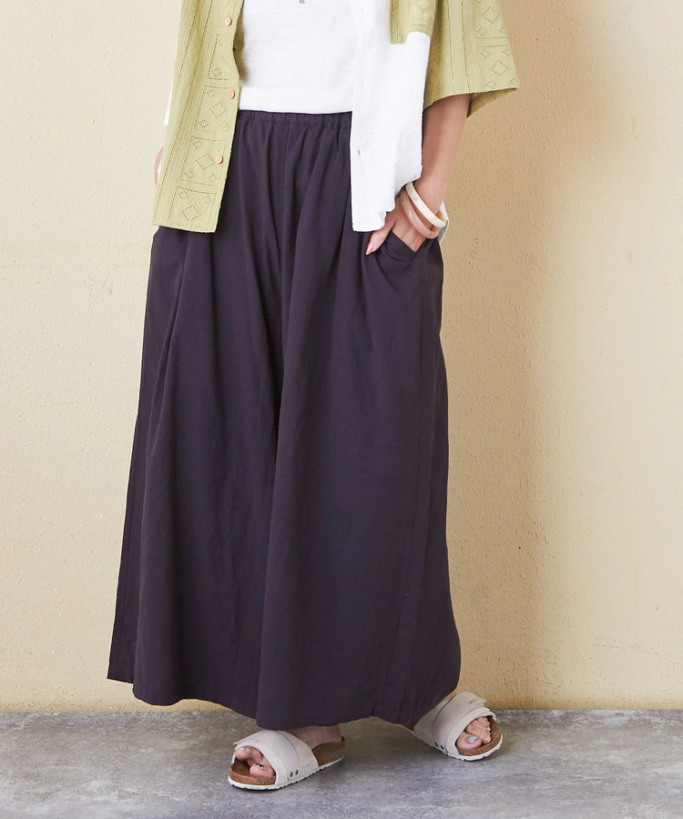 無地 キャンブリック イージー ガウチョ パンツ｜ファッション通販