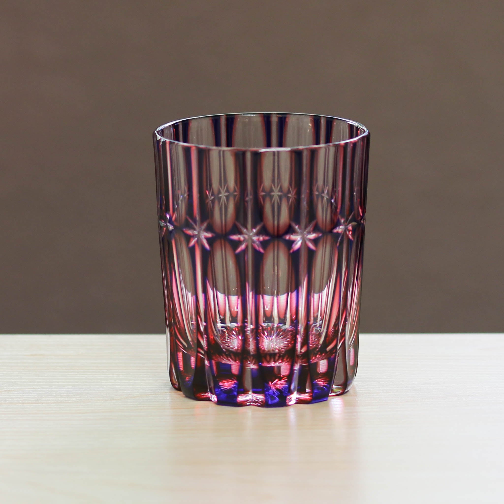 天満切子 ロックグラス | 流星 二色被せ | 青・金赤 | 天満切子