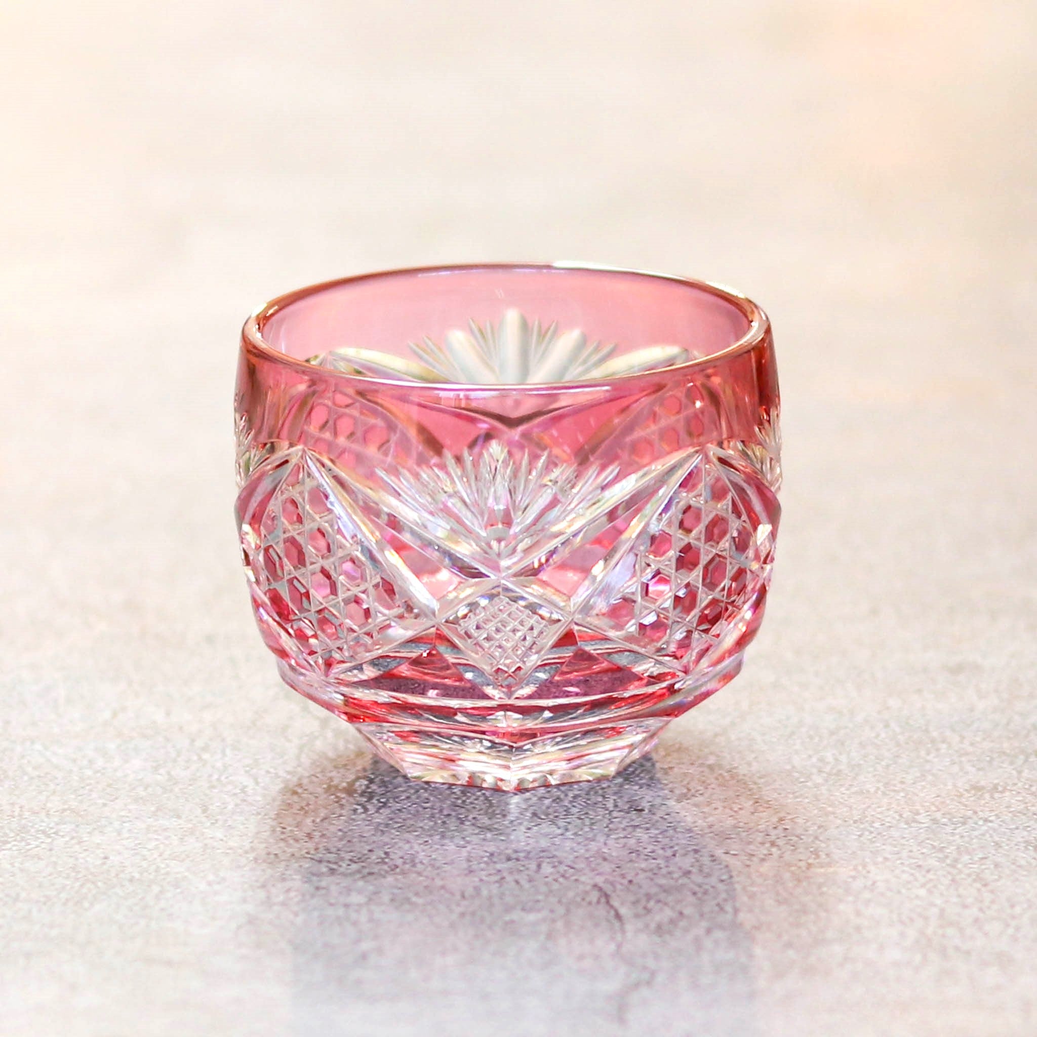 綾ガラス 酒器 | 綾切子 猪口 | 金赤 | グラスアート黒木