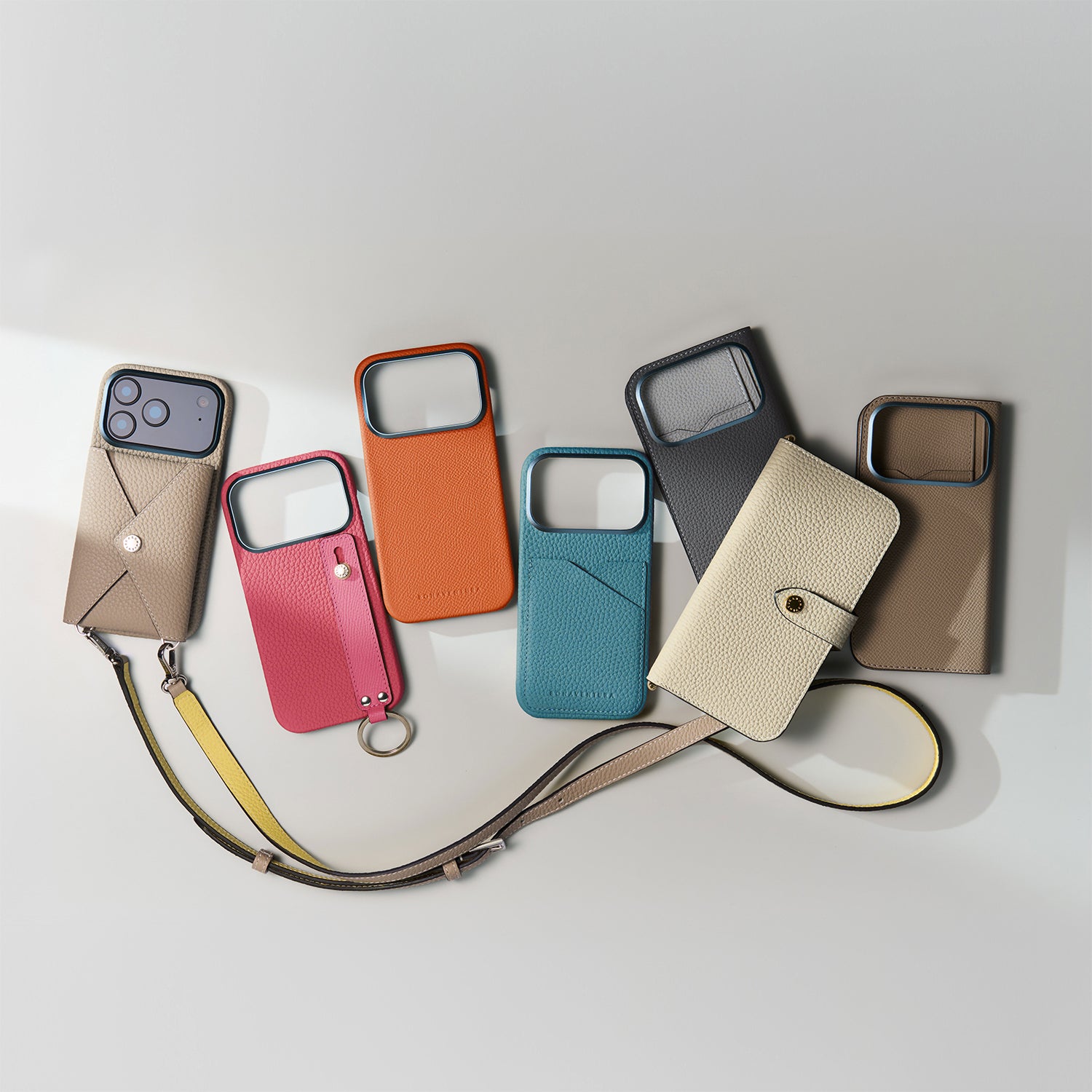 iPhone Air) ハンドル付き バックカバーケース シュリンクレザー