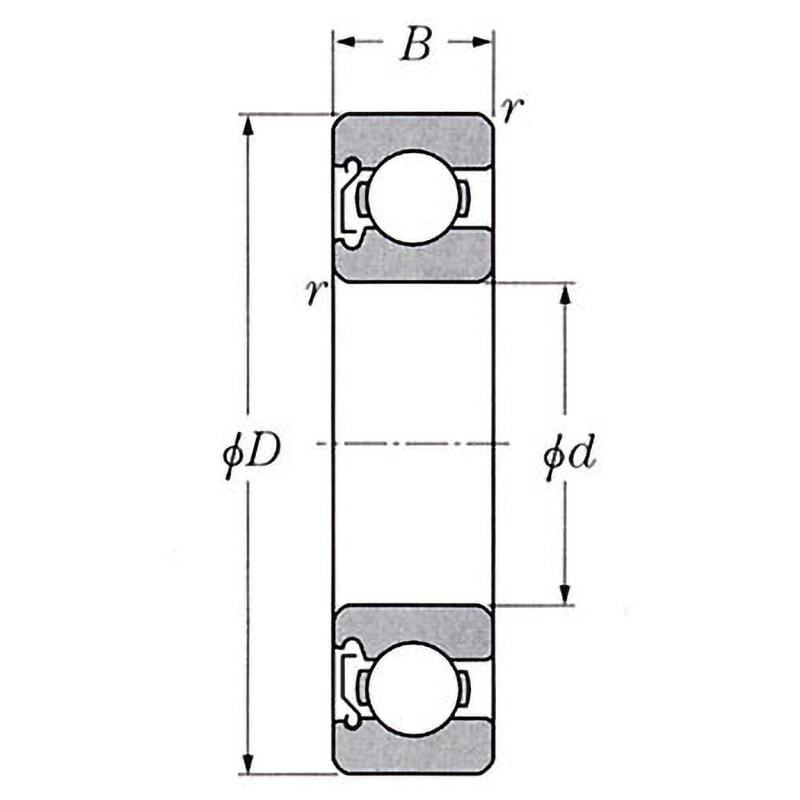 6808Z 深溝玉軸受 6800番台 Z NTN(エヌティーエヌ) 単列 片側シールド