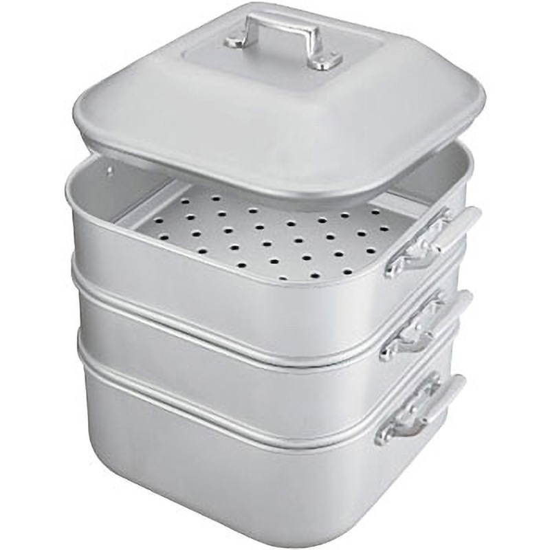 アカオ アルミ 角型蒸器 36cm 二重 蒸し器 ⑶ 【公式通販】