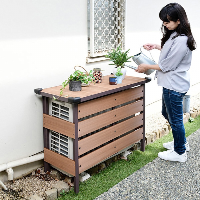 MWAC-100(NA) エアコン室外機カバー (人工木) 1台 YAMAZEN(山善