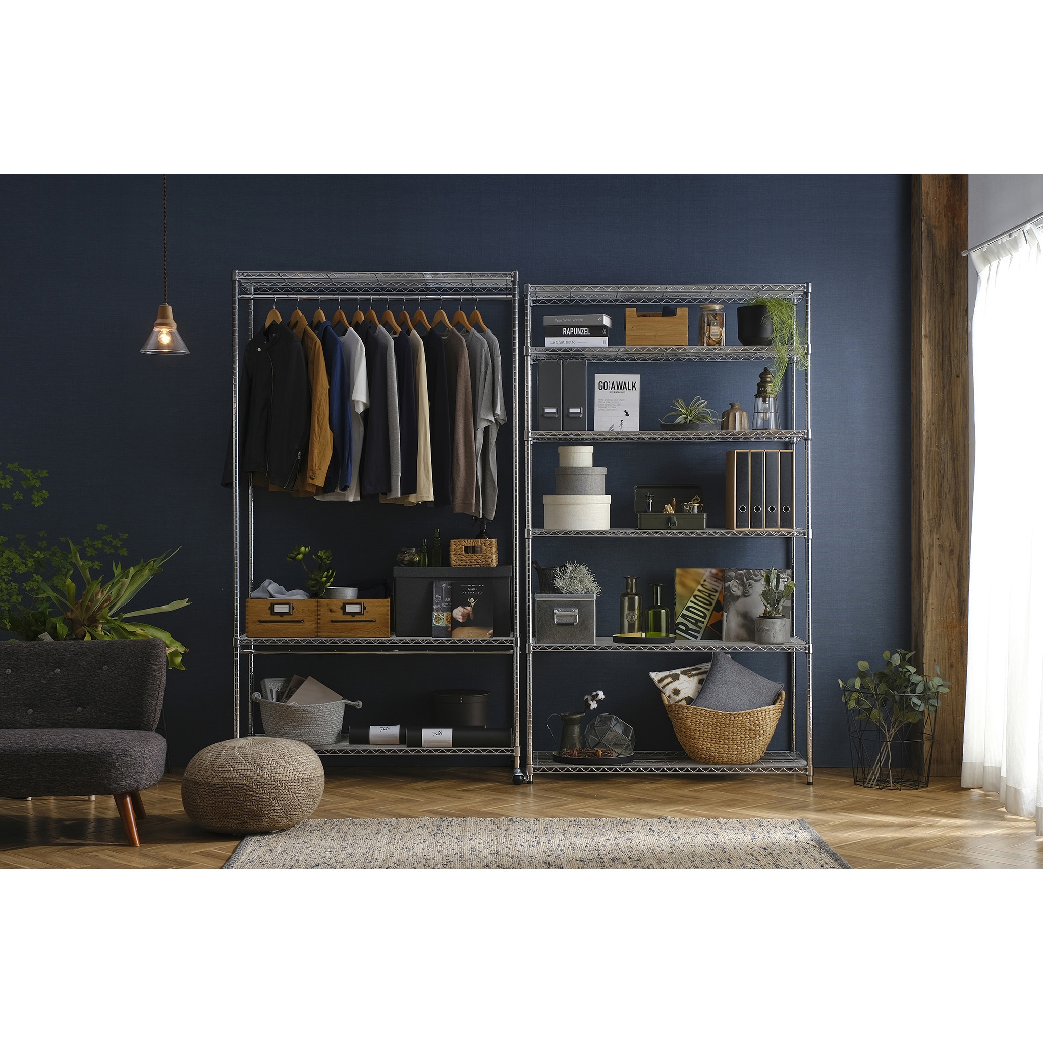 SEW2-1221BC 大容量メタルシェルフ ワードローブ2段タイプ 奥行46cm