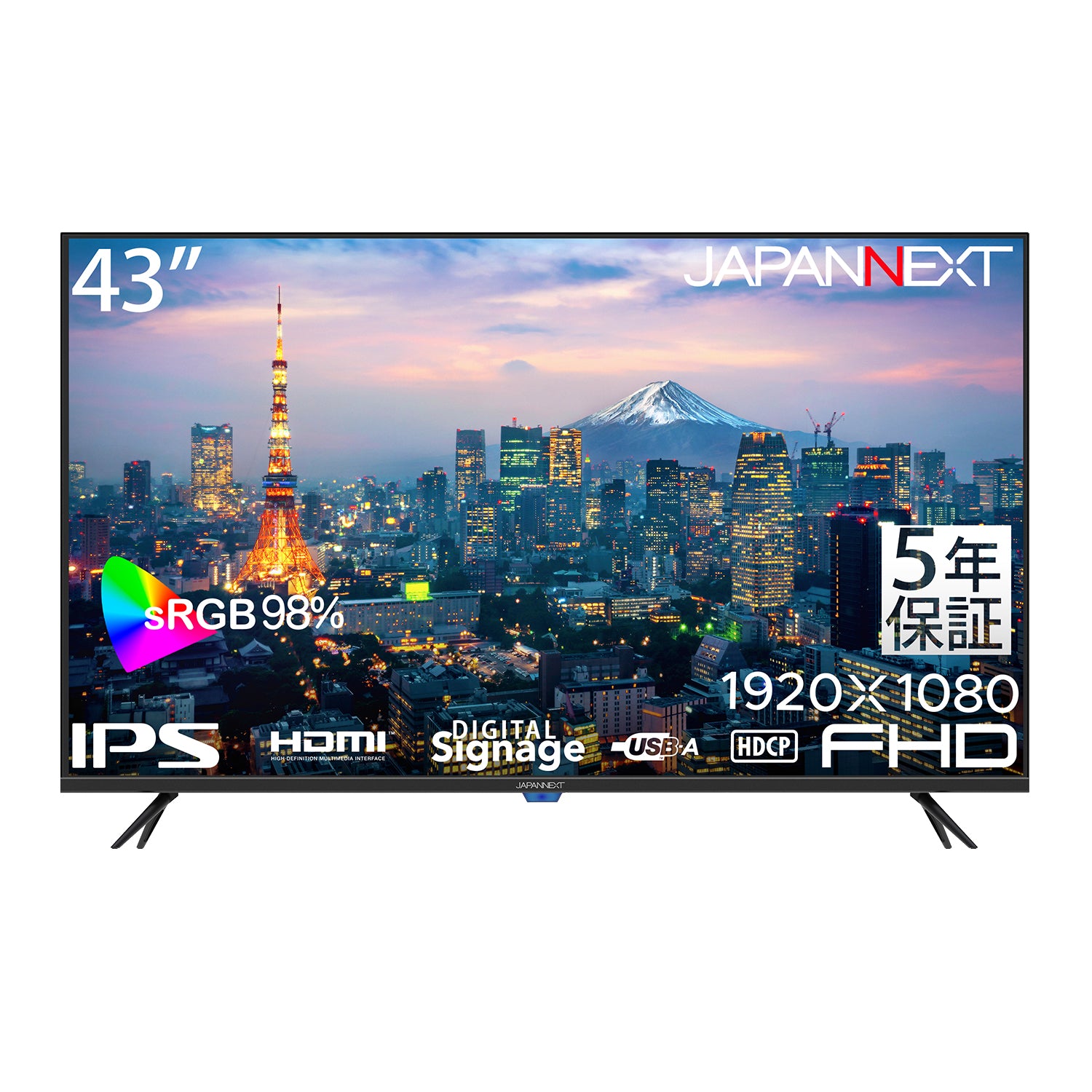5年保証モデル】 JAPANNEXT 43インチ IPSパネル搭載 フルHD(1920x1080
