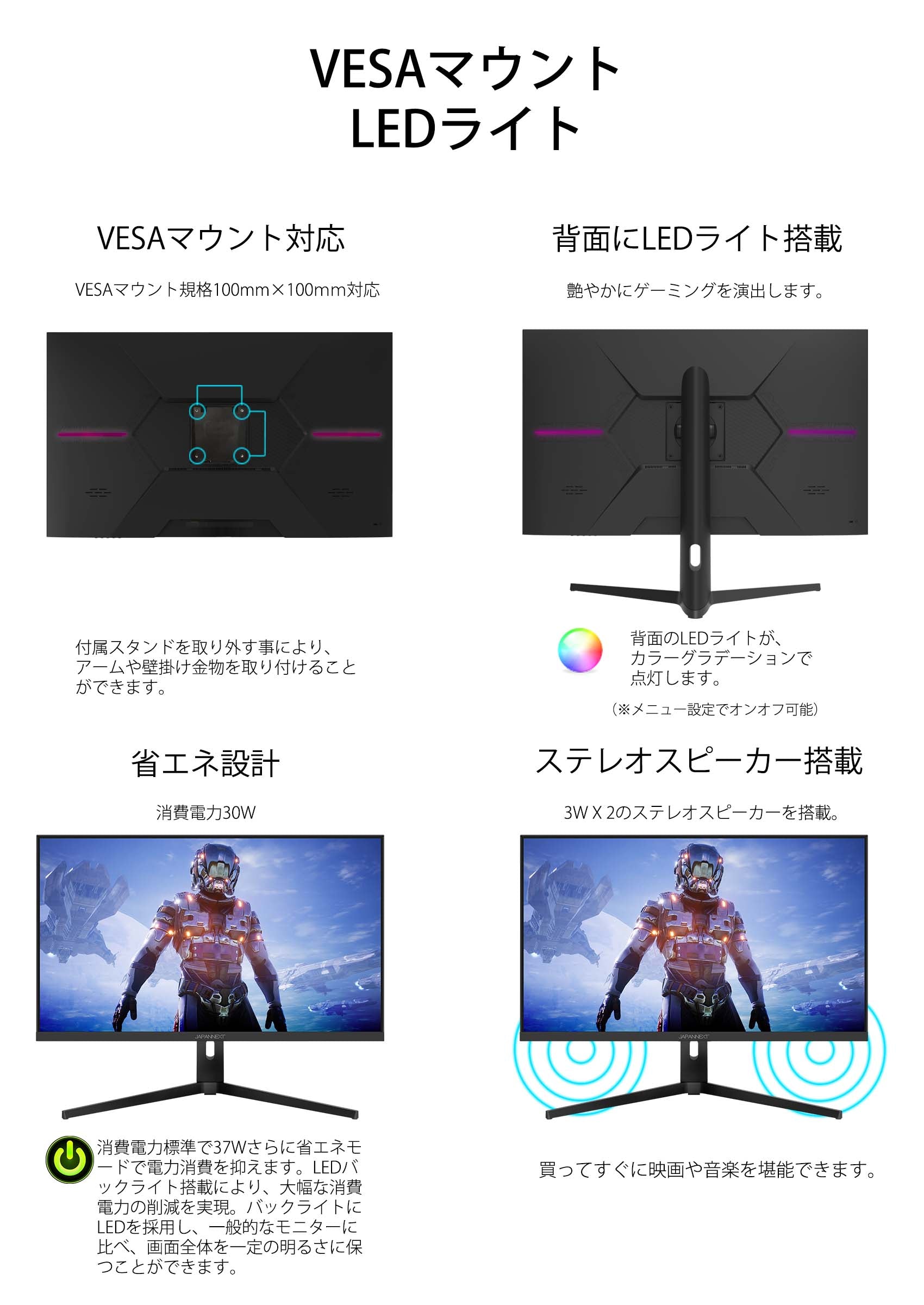JAPANNEXT HDMI 2.1対応 31.5型 144Hz対応4Kゲーミングモニター JN